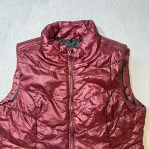 Aeropostale Womens Burgundy Chevron Quilted Puffer Vest Zip Up Large 7022 LXGGCH